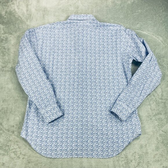 Ike Behar Shirt Mens Large Blue Village Houses Print Casual Sport Button Up - Picture 10 of 12